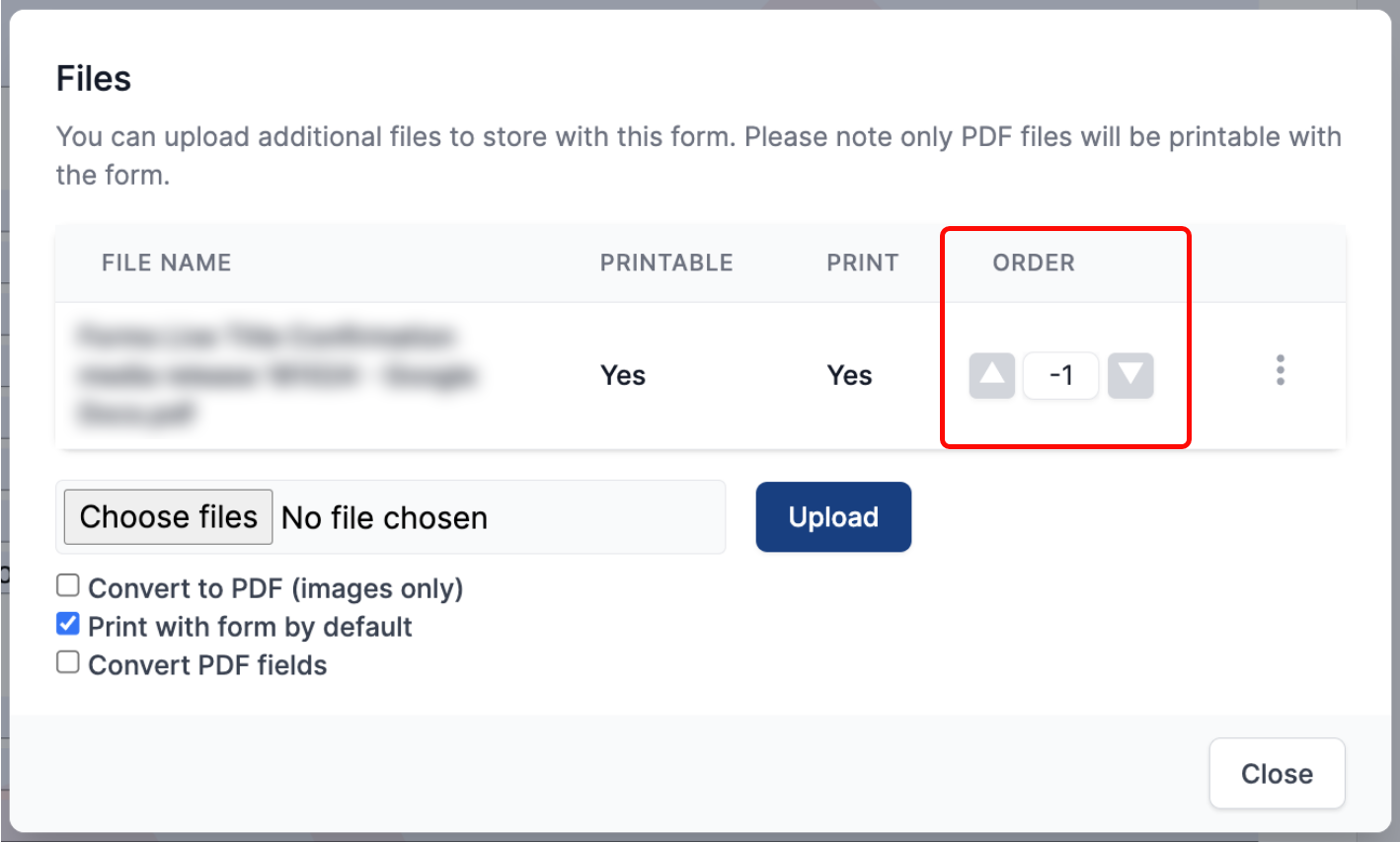 REI Forms Live Prepend PDFs - Ordering Files