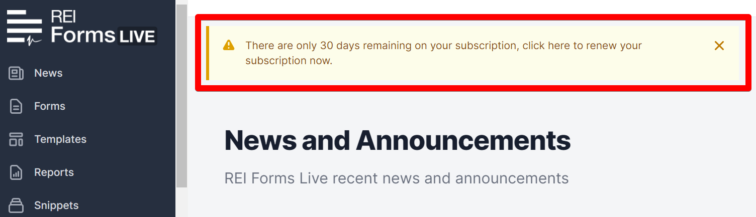 Renew Subscription button