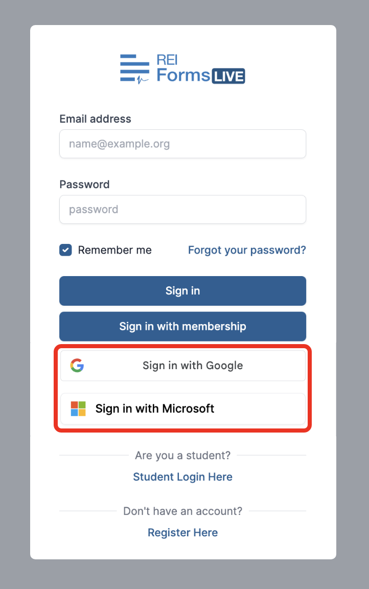 Forms Live Single Sign-On