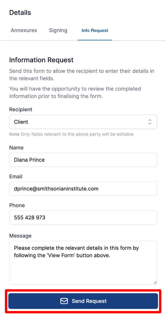 Info Request Fields - Attached PDF