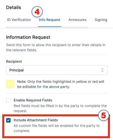 Info Request Fields - Attached PDF
